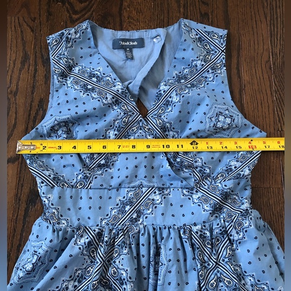 *LIKE NEW* ModCloth Women’s M Blue Paisley Knee Length Fit & Flare Pocket Dress - Picture 5 of 14